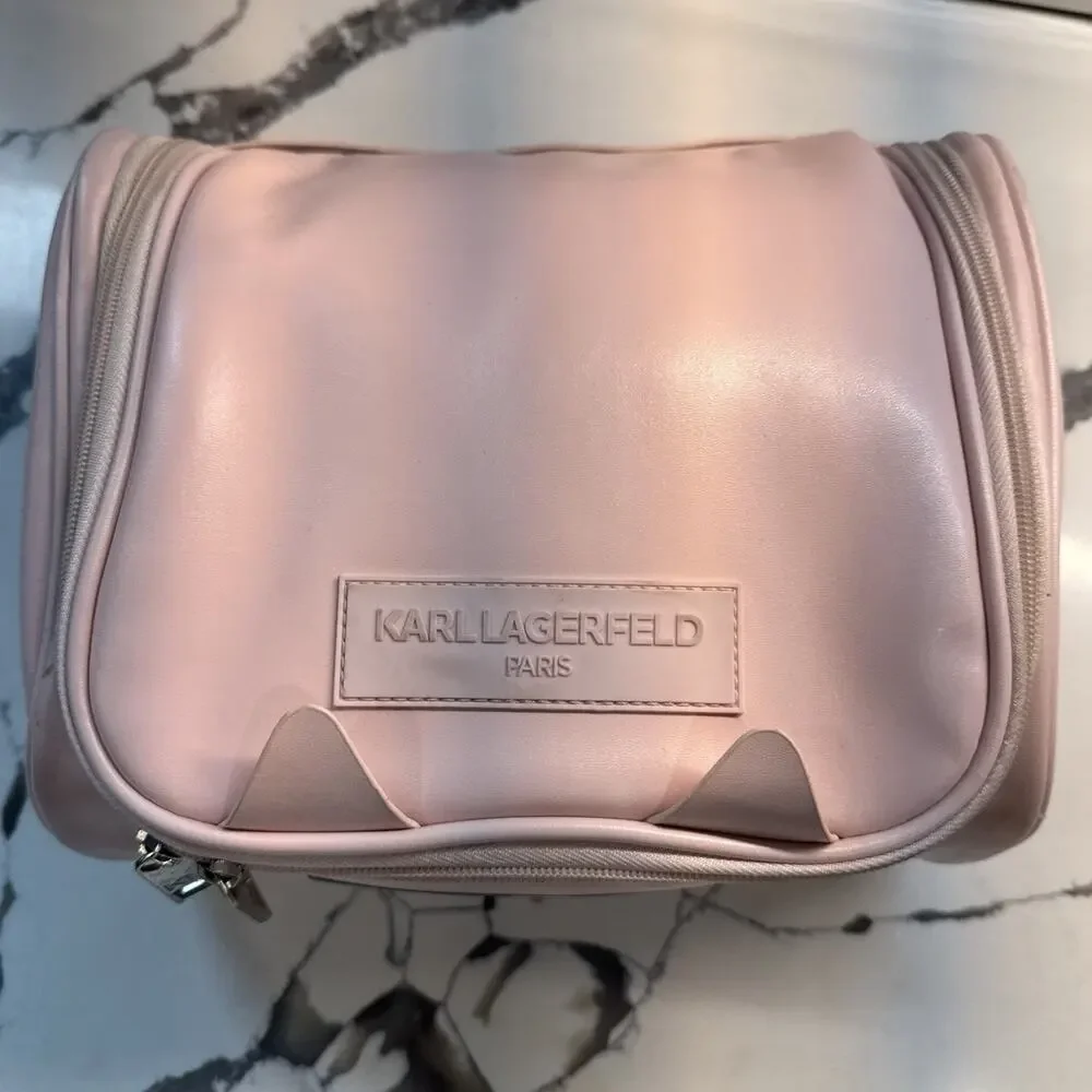 Karl Lagerfeld Maybelle Kat Pink Toiletry Makeup Bag RARE
